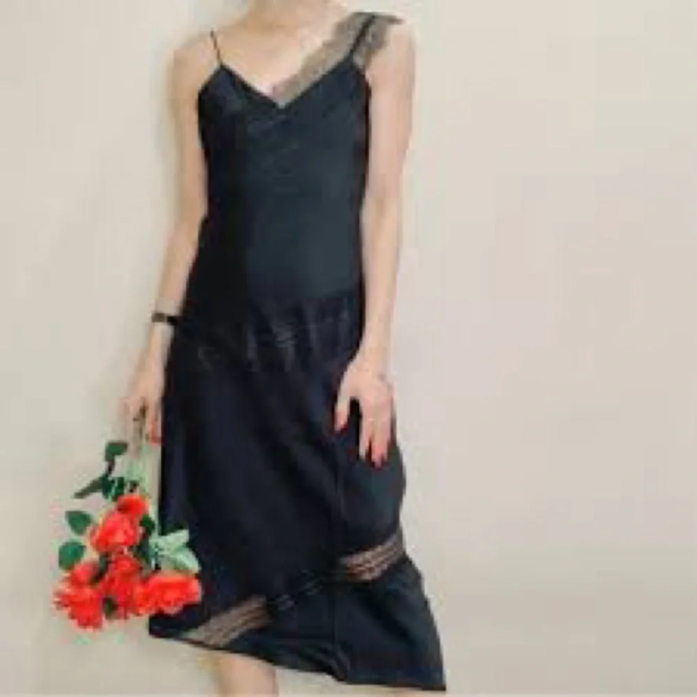 House of Harlow 1960 Dark blue Asymmetrical Sheath Dress Spaghetti Strap - Picture 2 of 9